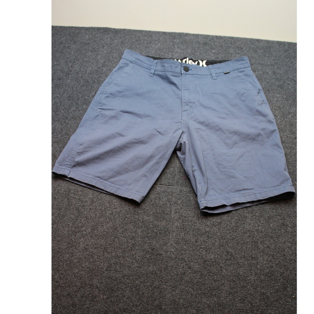 Hurley Mens Dri-FIT Chino Shorts Blue Size 34 Flat Front Casual Surf Skater